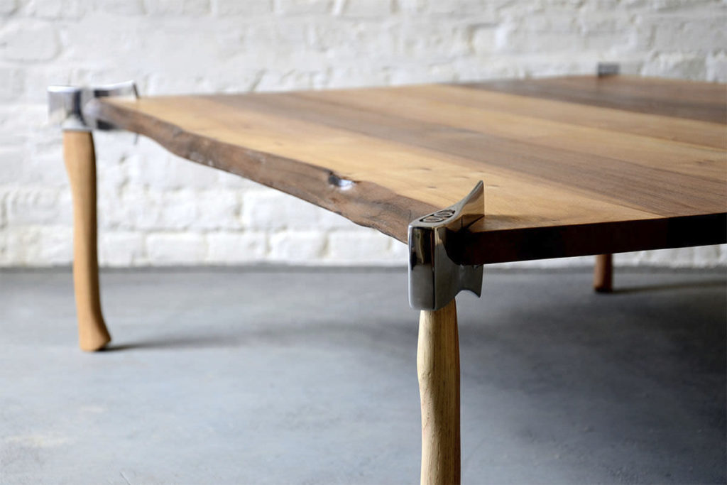 Table with axes for legs from Dornob